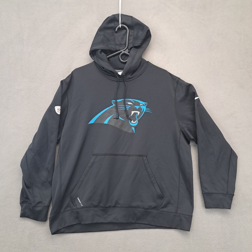 Nike Therma Fit Carolina Panthers Hoodie Mens XL Black Blue NFL